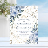 Save The Date Dusty Blue Gold Quinceañera