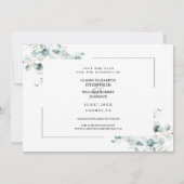 Save The Date Dusty Blue Green Feuilles mariage Enregistrer la d (Dos)