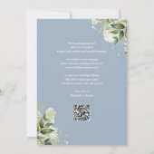Save The Date Dusty Blue Greenery Floral QR Code Mariage (Dos)