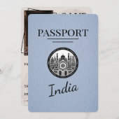Save The Date Dusty Blue India Passeport Enregistrer La Date (Devant / Derrière)