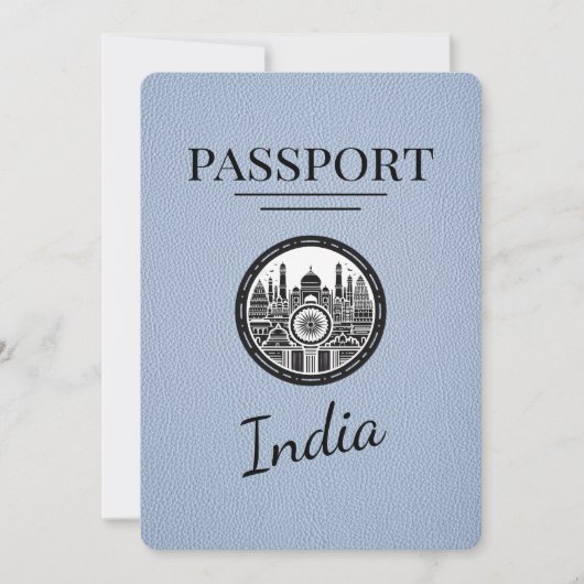 Save The Date Dusty Blue India Passeport Enregistrer La Date (Devant)