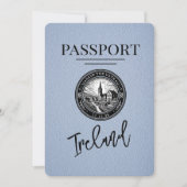 Save The Date Dusty Blue Irlande Passeport Enregistrer la date d (Devant)