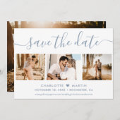 Save The Date Dusty Blue Mariage 4 Photo (Devant / Derrière)