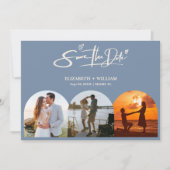 Save The Date Dusty Blue Mariage Photo QR Code Elegant (Devant)