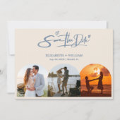 Save The Date Dusty Blue Mariage Photo QR Code Elegant (Devant)