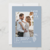 Save The Date Dusty Blue Modern Photo Wedding Enregistrer La Dat (Devant)