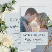 Save The Date Dusty Blue Modern Typographie Simple Mariage photo