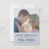 Save The Date Dusty Blue Modern Typographie Simple Mariage photo (Devant)