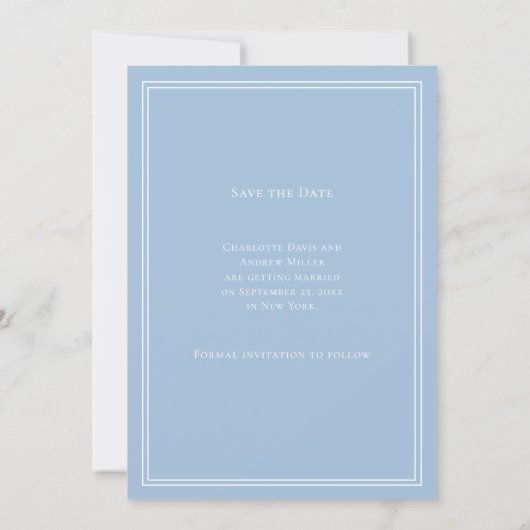 Save The Date Dusty blue monogram wreath wedding (Dos)