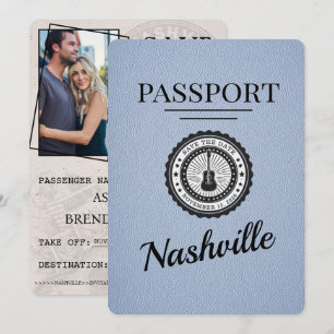 Save The Date Dusty Blue Nashville Passport Enregistrer La Date