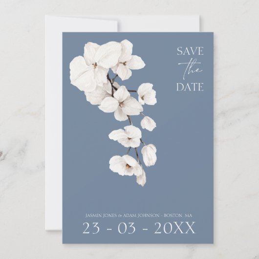 Save The Date Dusty Blue Orchid Wedding Enregistrer la date (Devant)