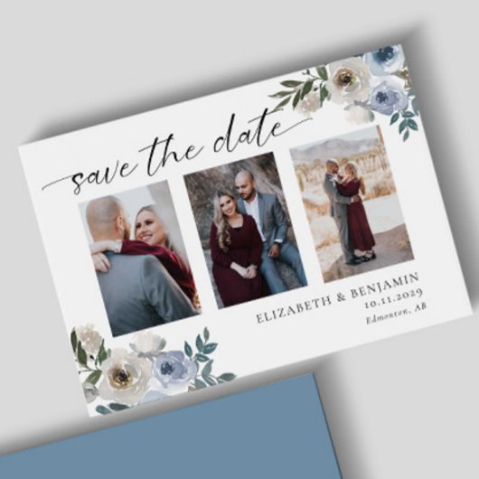 Save The Date Dusty Blue Photo Wedding Enregistrer la date Elega