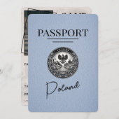Save The Date Dusty Blue Pologne Passeport Enregistrer La Date (Devant / Derrière)