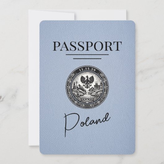 Save The Date Dusty Blue Pologne Passeport Enregistrer La Date (Devant)