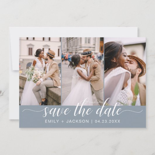 Save The Date Dusty Blue QR Code - Enregistrer la date 3 Photo (Devant)