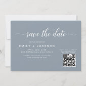 Save The Date Dusty Blue QR Code - Enregistrer la date 3 Photo (Dos)