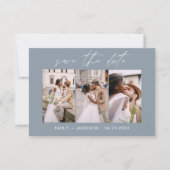 Save The Date Dusty Blue QR Code Enregistrer la date Modern 3 Ph (Devant)