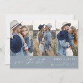 Save The Date Dusty Blue QR Code moderne Enregistrer la date 4 P (Devant)