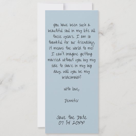 Save The Date Dusty Blue Retro Photo Strip Bridesmaid Propositio (Dos)