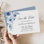 Save The Date Dusty Blue Romantic Boho Floral Mariage