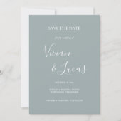 Save The Date Dusty Blue Script Wedding Enregistrer la date (Devant)