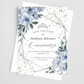 Save The Date Dusty Blue Silver Quinceañera