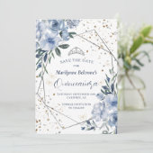 Save The Date Dusty Blue Silver Quinceañera (Debout devant)