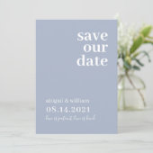 Save The Date Dusty Blue Simple Moderne Mariage non photo (Debout devant)