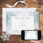 Save The Date Dusty Blue Snowflake Sky Mariage moderne