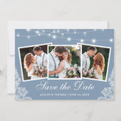 Save The Date Dusty Blue String Lights Lace 3 Photo (Devant)