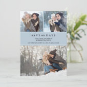 Save The Date Dusty Blue Stylish Photo Collage Enregistrer notre (Debout devant)