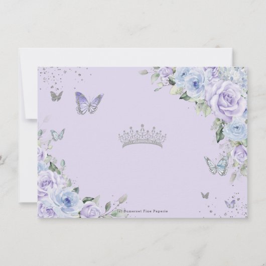 Save The Date Dusty Blue violet Floral argent Quinceañera 16e (Dos)