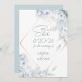 Save the date | Dusty Blue Watercolor Peonies (Devant / Derrière)