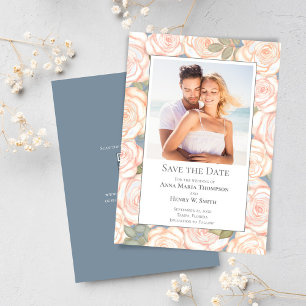 Save The Date Dusty Blue Wedding Save Date Floral Photo