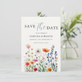 Save The Date Dusty Blue Wildflower Wedding (Debout devant)
