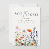 Save The Date Dusty Blue Wildflower Wedding (Devant)
