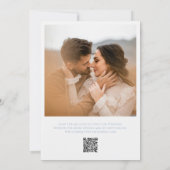 Save The Date Dusty Blue Wreath Monogramme QR Code Mariage éléga (Dos)