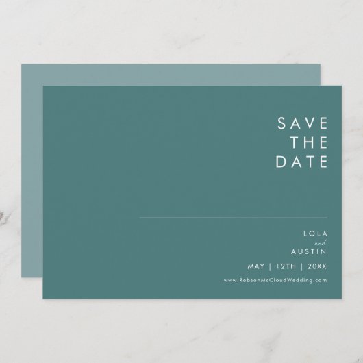 Save The Date Dusty Boho | Vert & Bleu Horizontal Enregistrer La (Devant / Derrière)