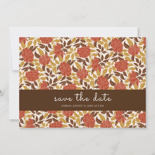 Save The Date Dusty Brunt Orange Peony Flowers Mariage de automn (Dos)