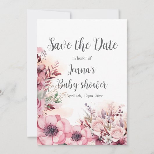 Save The Date Dusty Coral QR Code Baby shower (Devant)