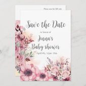 Save The Date Dusty Coral QR Code Baby shower (Devant / Derrière)