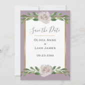 Save The Date Dusty Lavender Floral Élégant Mariage Script (Devant)