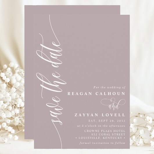 Save The Date Dusty Lavender Simple Modern Script Enregistrer La