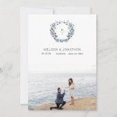 Save The Date Dusty Pastel Blue Flowers Bride Enregistrer La Dat (Devant)