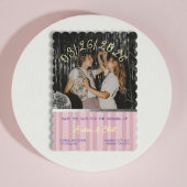 Save The Date Dusty Pink Retro Spring Disco Wedding Photo