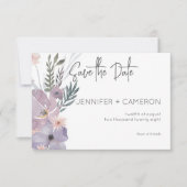 Save The Date Dusty Purple & Blue Boho Floral Mariage (Devant)