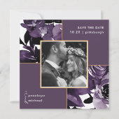 Save The Date Dusty Purple Floral Photo Mariage Enregistrer La D (Devant)