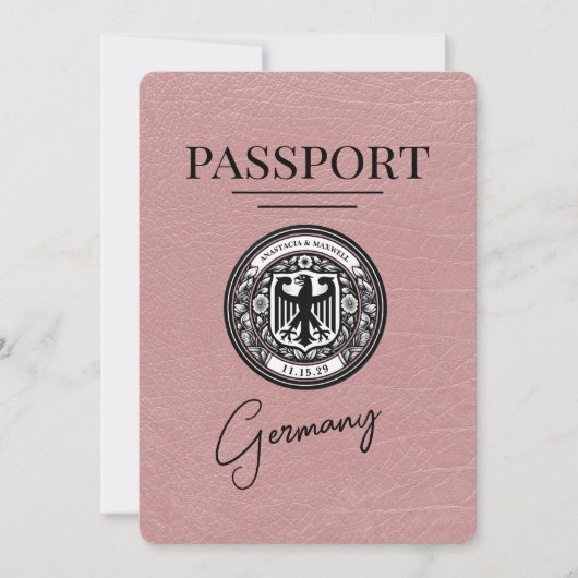 Save The Date Dusty Rose Allemagne Passeport Enregistrer La Date (Devant)
