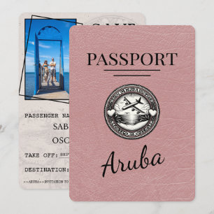 Save The Date Dusty Rose Aruba Passeport Enregistrer La Date