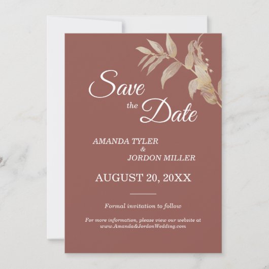 Save The Date Dusty Rose Automne Boho Wedding Enregistrer La Dat (Devant)